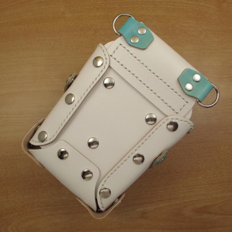 ホワイト＆空色　５丁差し　本革シザーケース　SCA-39/CWA