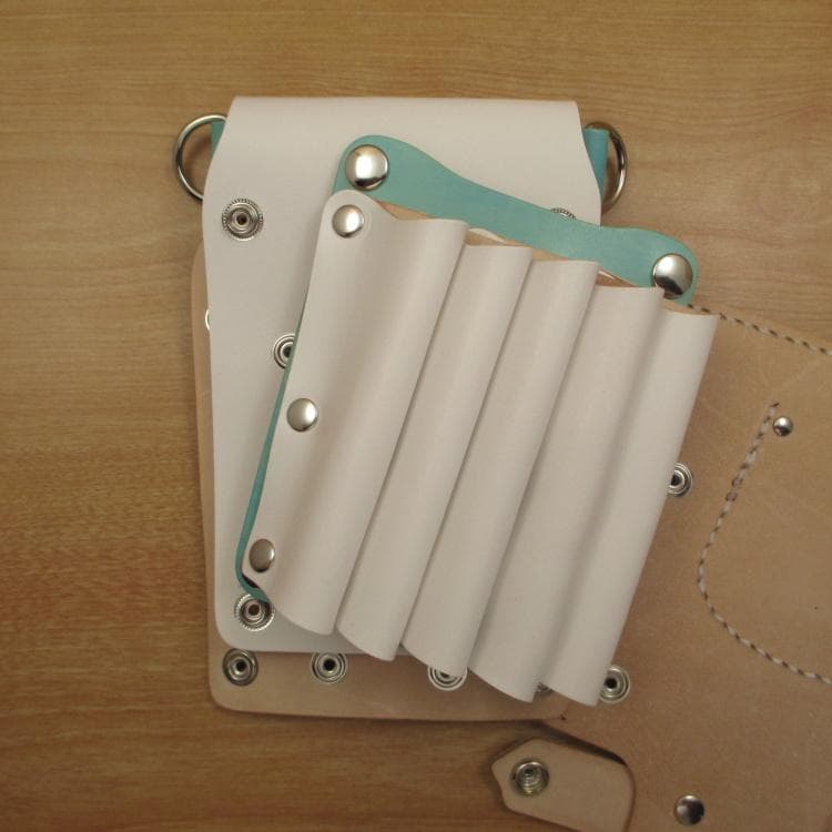 ホワイト＆空色　５丁差し　本革シザーケース　SCA-39/CWA