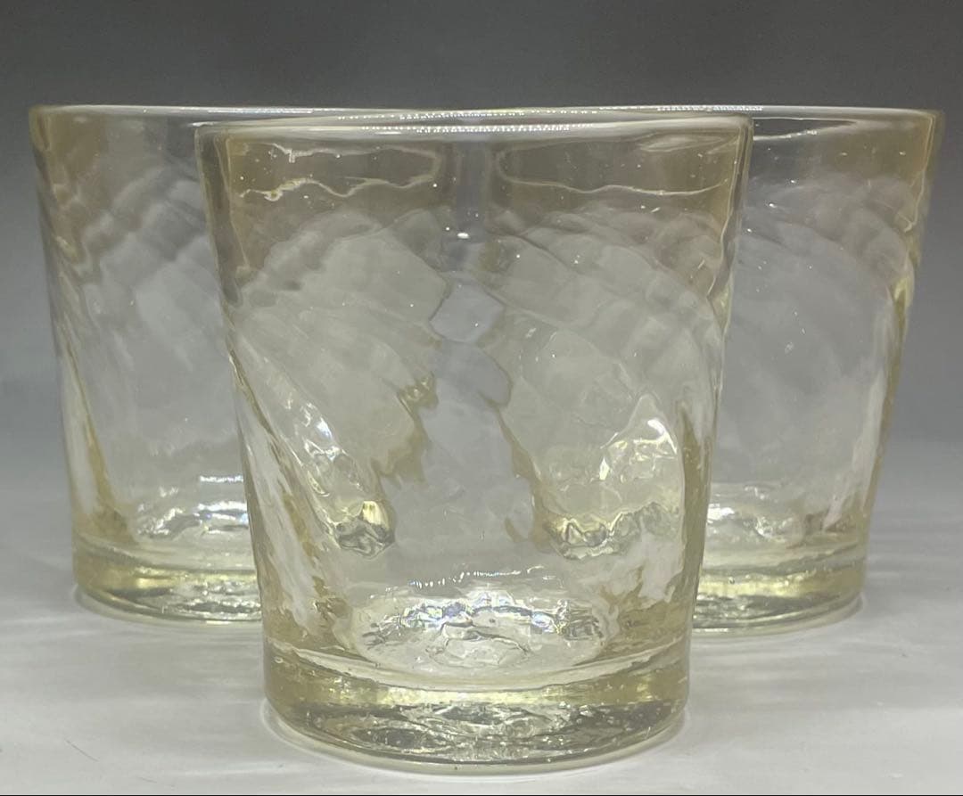 倉敷ガラス　小谷真三　吹きガラス　グラス3客　E102