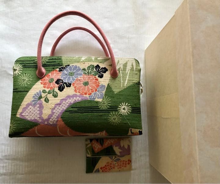 菊と梅柄の利休バッグ