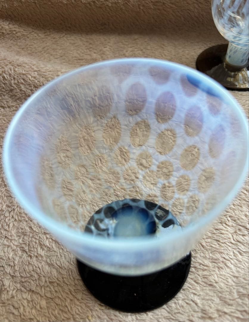 大正　和ガラス　なつめ型　水玉紋様　氷コップ　浪漫　パフェ　骨董　セット　希少