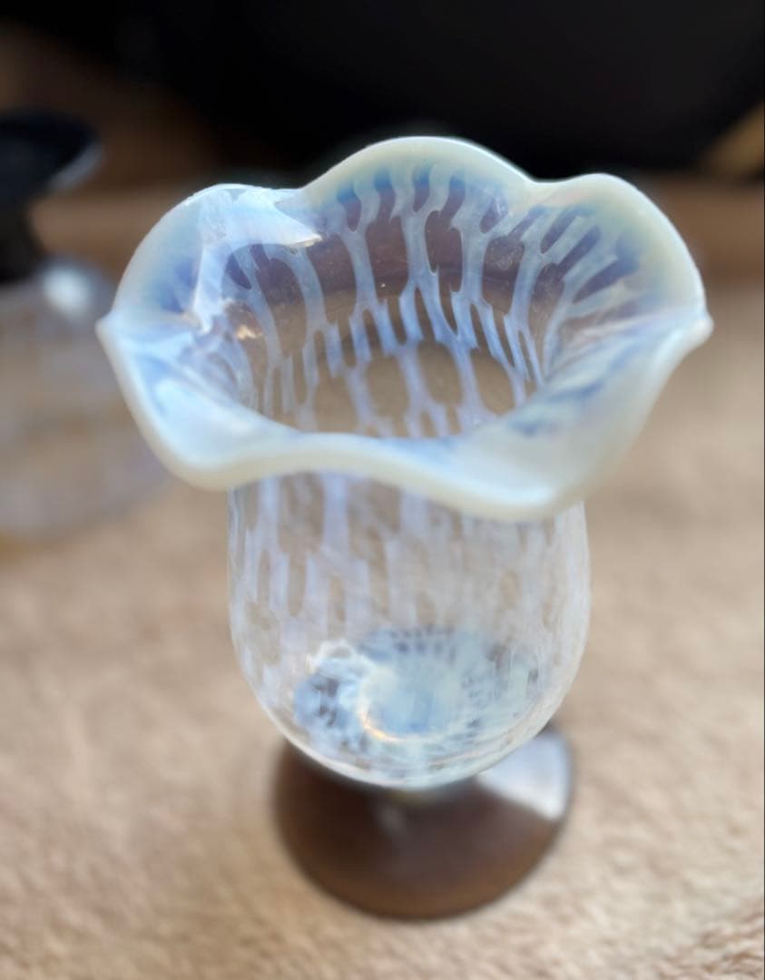 大正　和ガラス　なつめ型　水玉紋様　氷コップ　浪漫　パフェ　骨董　セット　希少