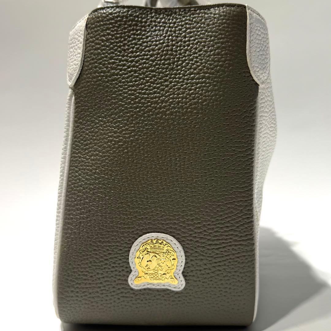 未使用品☆ADMJ エーディーエムジェイ ハンドバッグ バイカラー シボ革