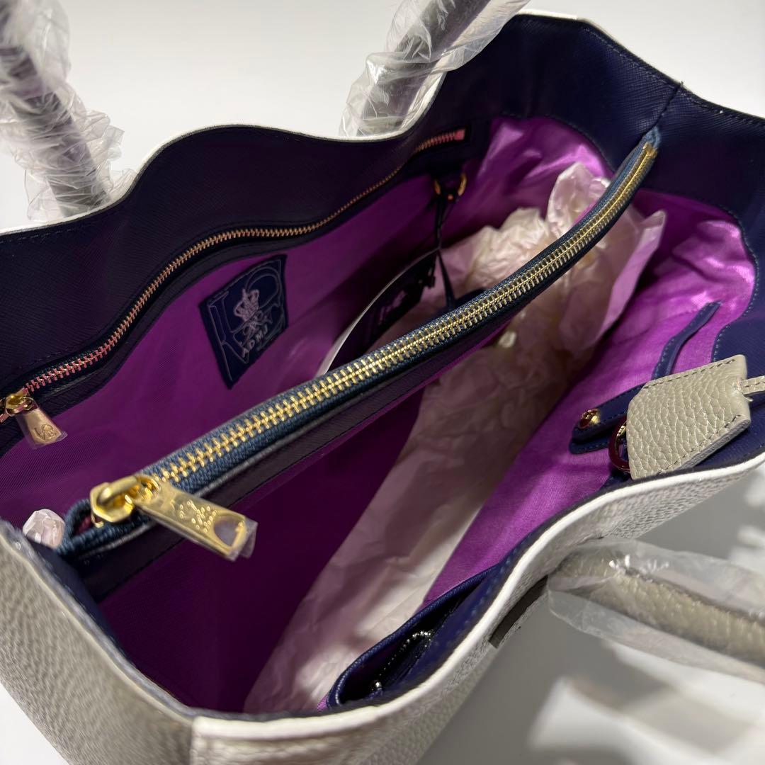 未使用品☆ADMJ エーディーエムジェイ ハンドバッグ バイカラー シボ革