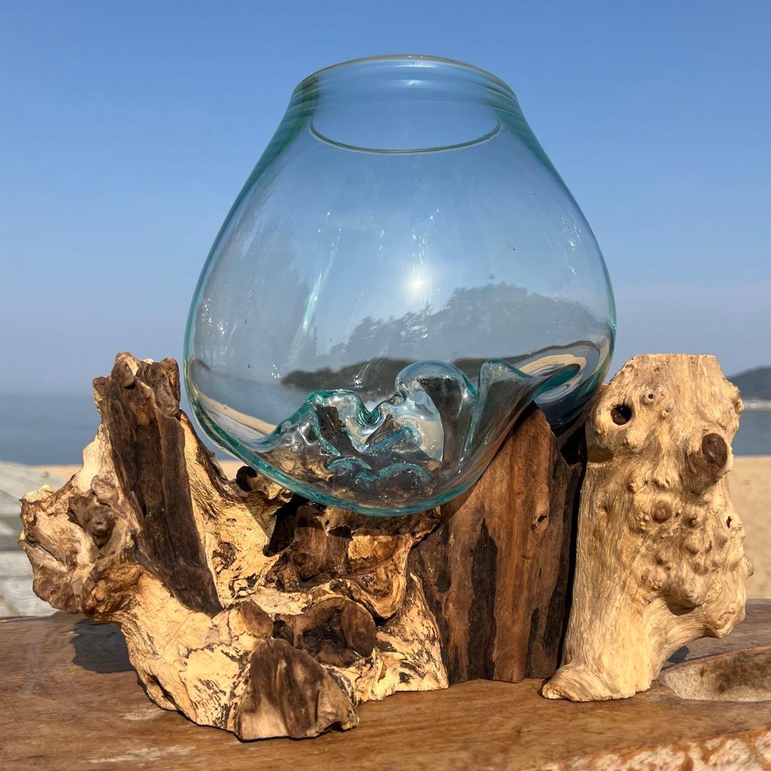 流木ガラスオブジェ特大E 花瓶 金魚鉢 テラリウム フラワーポット 水槽 アート