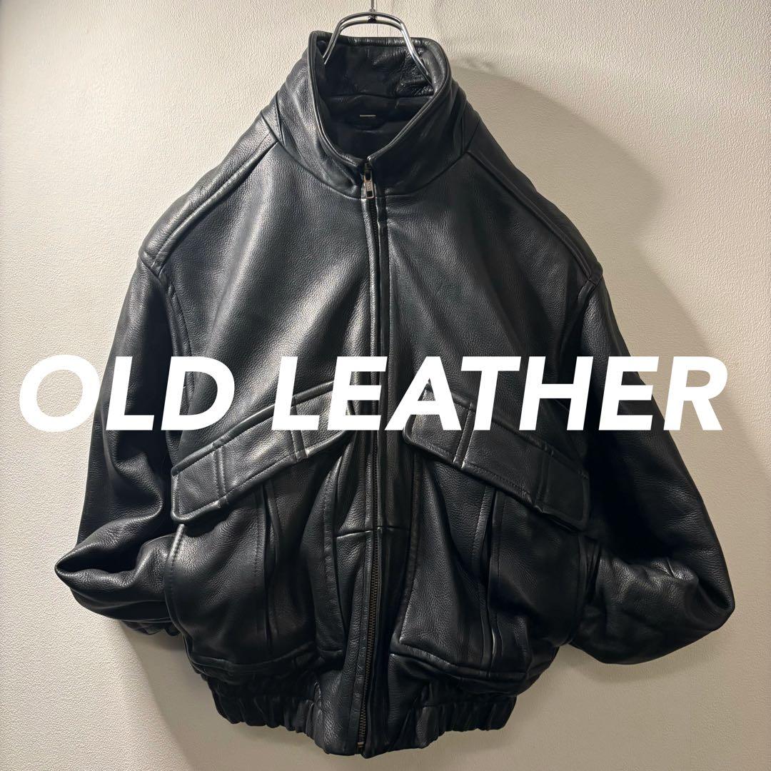 80's 90's vintage 短丈 バルーン レザー 本革 ブルゾン