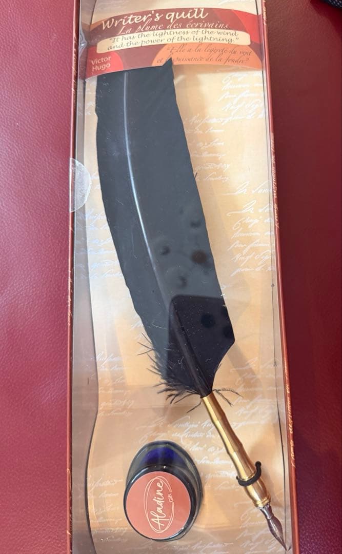 フランス製 羽ペン＆インクセット(紺色)