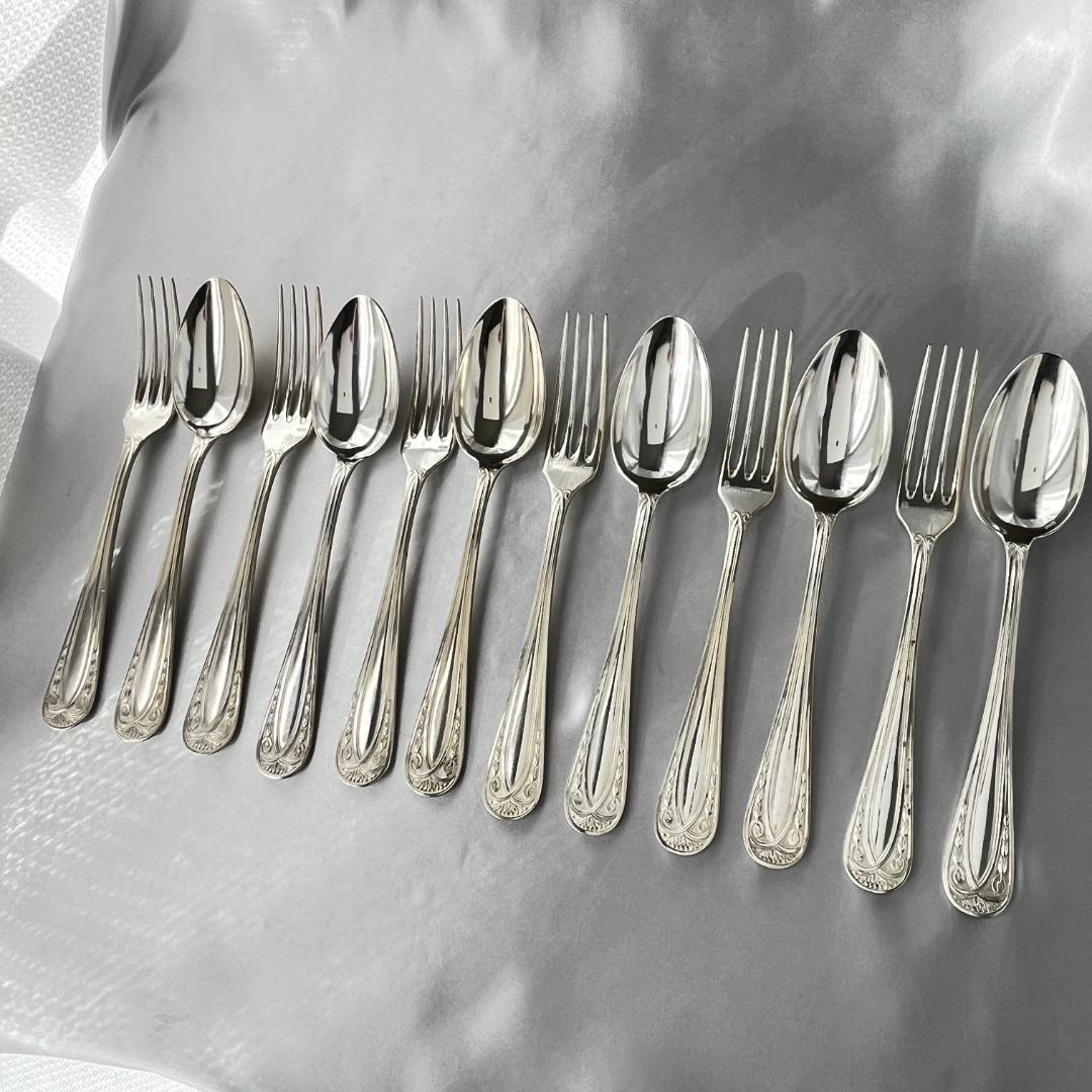 【仏蘭西】 レリーフ ディナーサイズカトラリーセット12本 アールヌーボー
