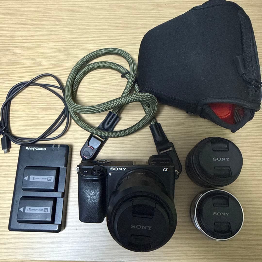 最終価格SONY α6300 ミラーレスカメラ 単焦点レンズ×3 バッテリー×2