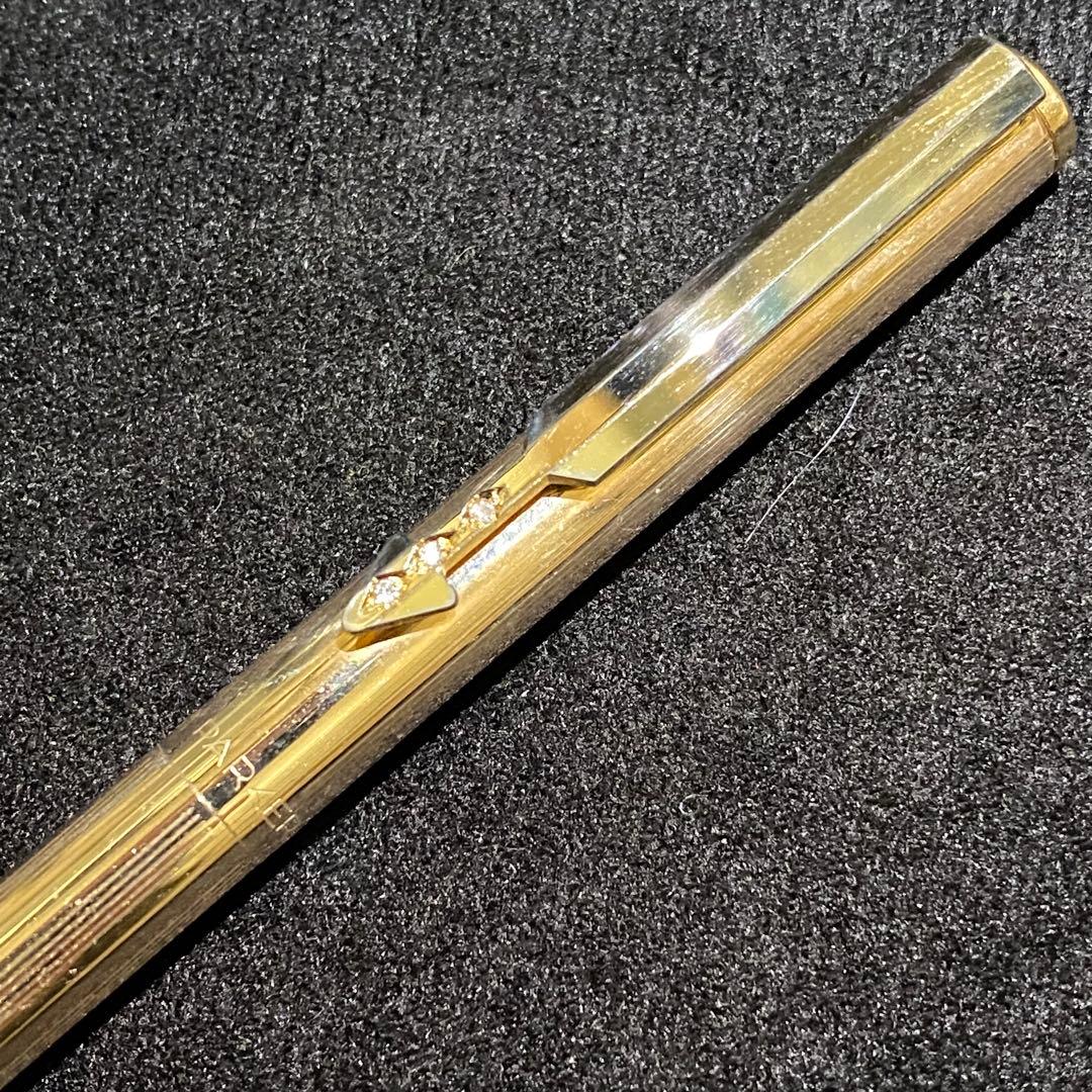 【美品】 PARKER パーカーボールペン アロー ゴールド 3連ダイヤ？装飾