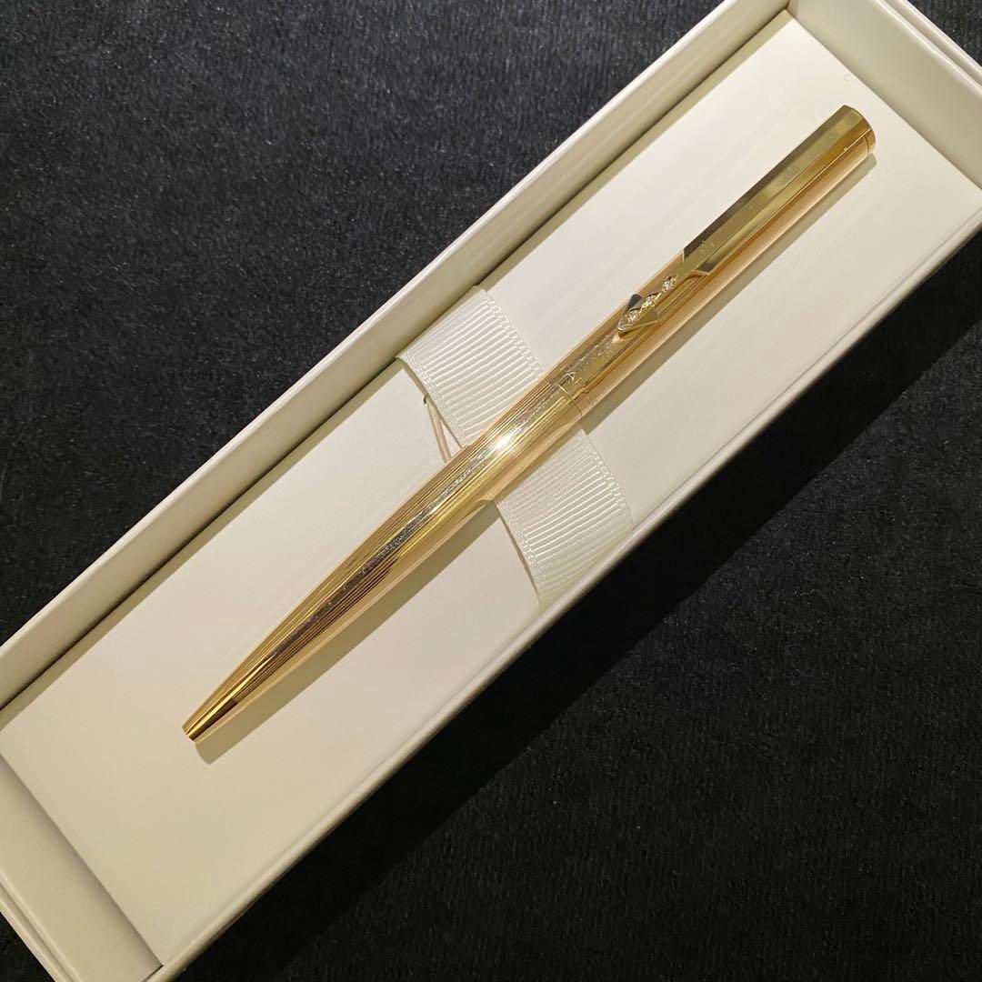 【美品】 PARKER パーカーボールペン アロー ゴールド 3連ダイヤ？装飾