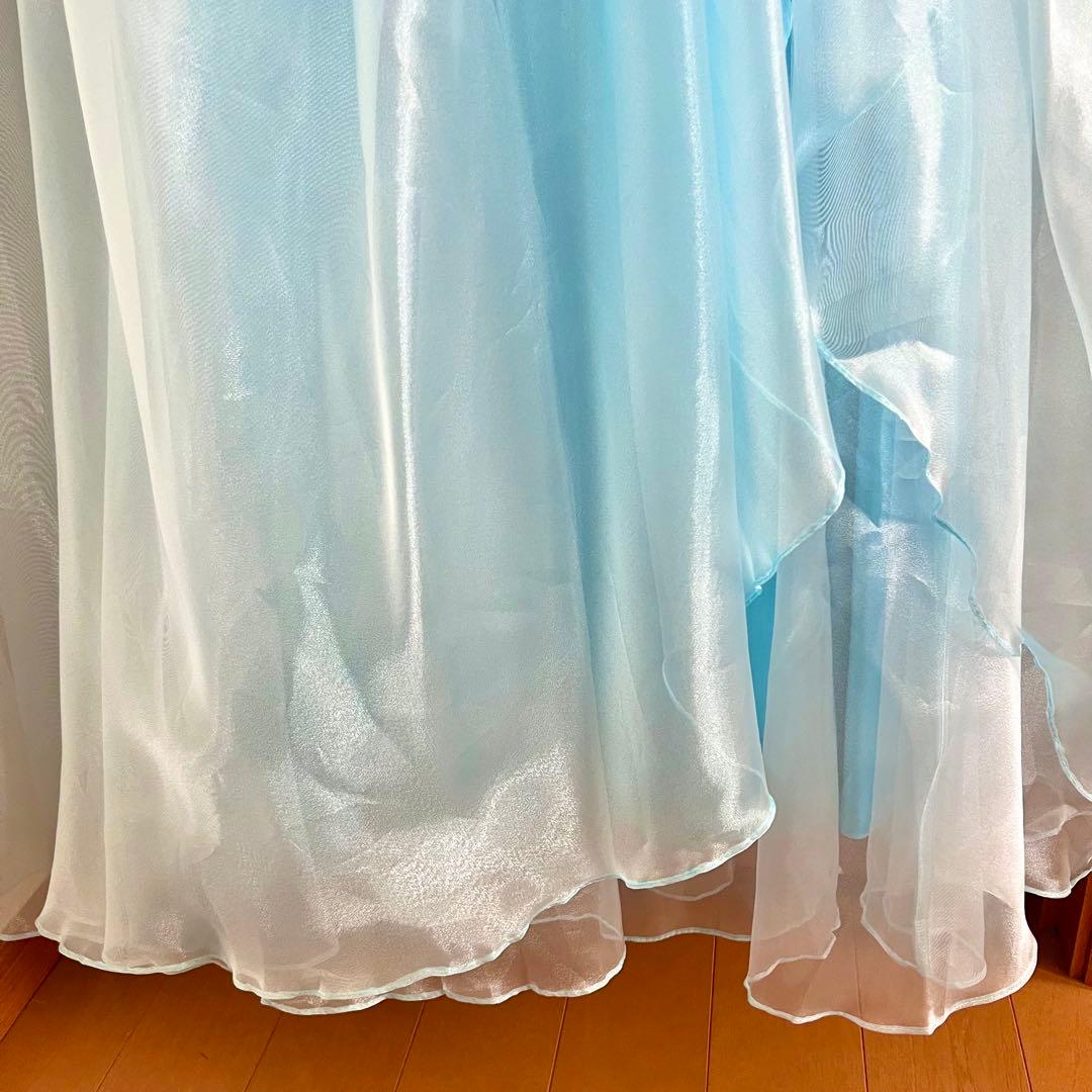 ロングドレス アイスブルー　カラードレス 発表会 演奏会　水色　ブルー　前撮り