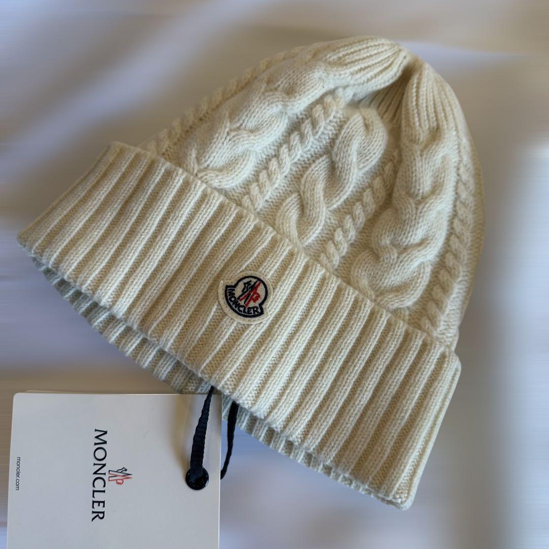 Moncler カシミア混　ニット帽　アイボリー ビーニー　モンクレール
