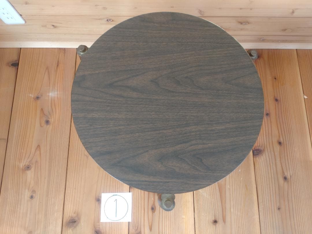 スタッキング丸テーブル　3脚セット　メラミン化粧板　昭和レトロ