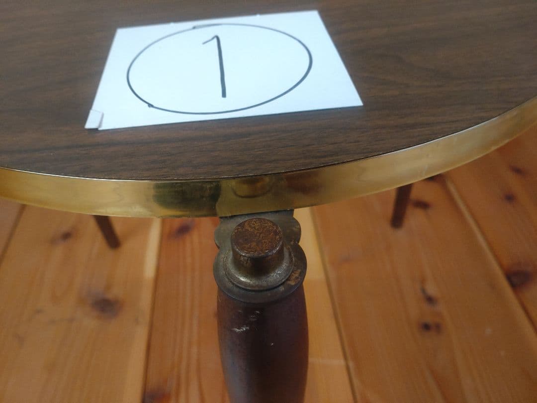 スタッキング丸テーブル　3脚セット　メラミン化粧板　昭和レトロ