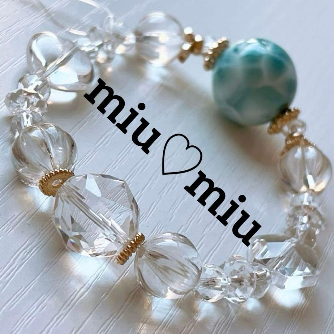 ラリマー 大玉18.3mm＆六芒星・ハート水晶キラキラ✧*。天然石ブレスレット