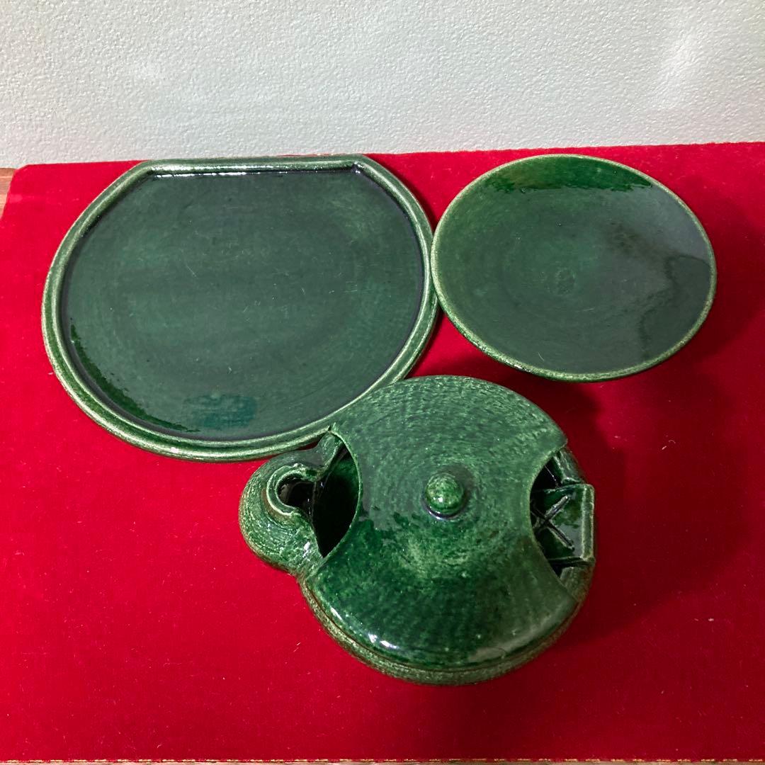 茶道　夜咄　短溪　雀瓦3点