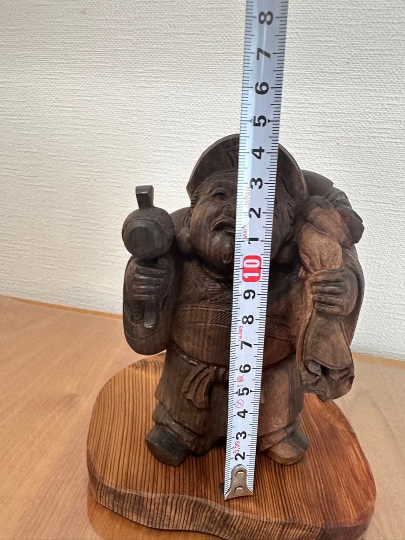 木製 福の神像 ガラスケース屋久杉台座付き