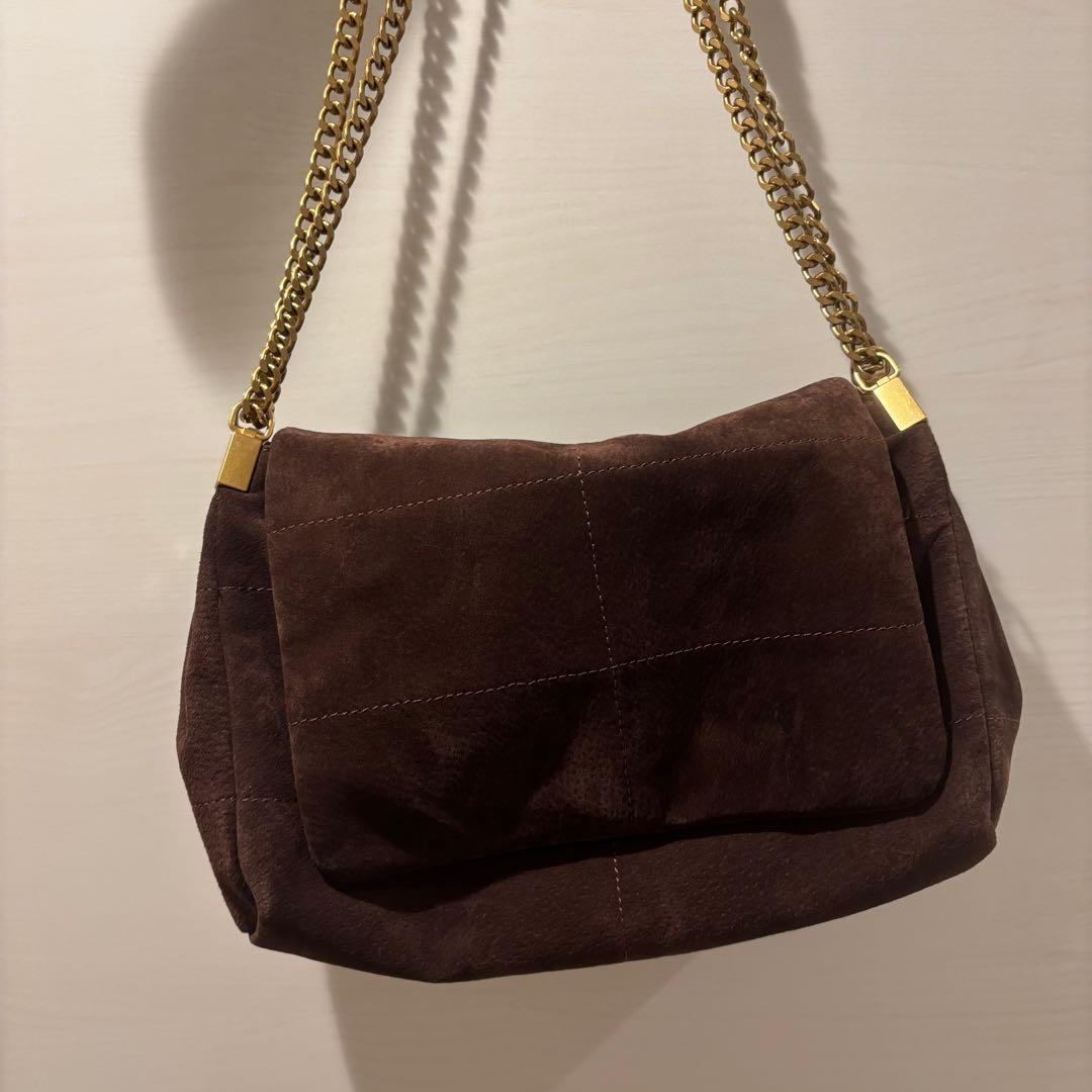 ZARA ダークブラウン スエード ショルダーバッグ自宅保管