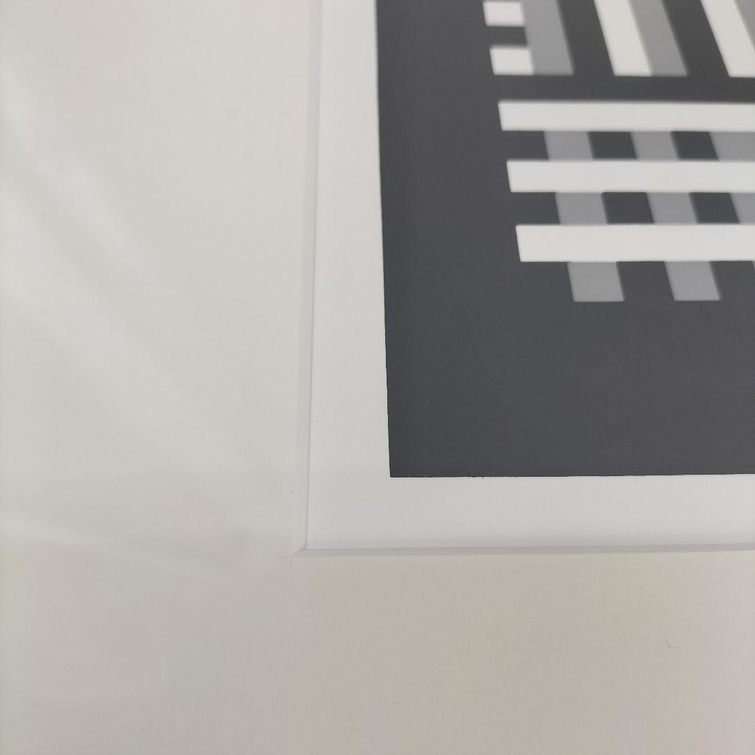 幾何学的抽象スクリーンプリントアートパネル 木製 展示品(Q-2512OB3)