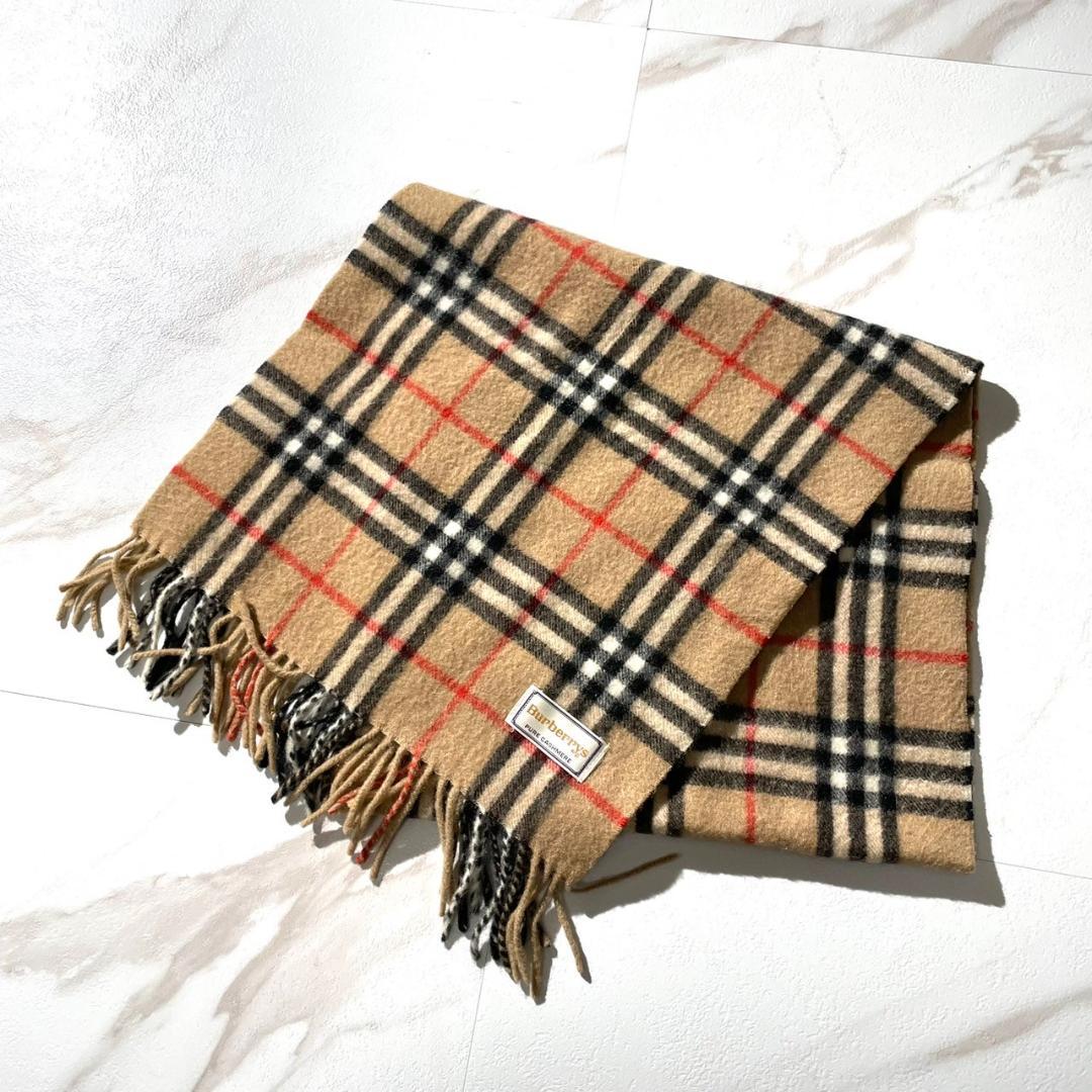 極美品✨バーバリー マフラー ノバチェック カシミヤ100％ 英国製 ベージュ