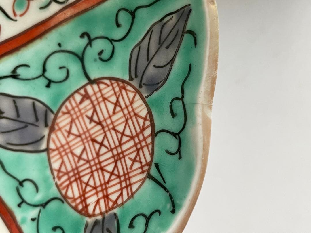 骨董　アンティーク　古伊万里　色絵　花唐草文様　膾皿　なます皿　2枚