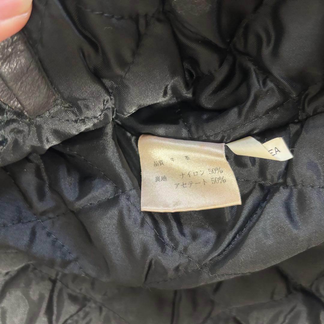 90's✨レザージャケット　シングルライダース　炭黒　フェード　本革　黒　M