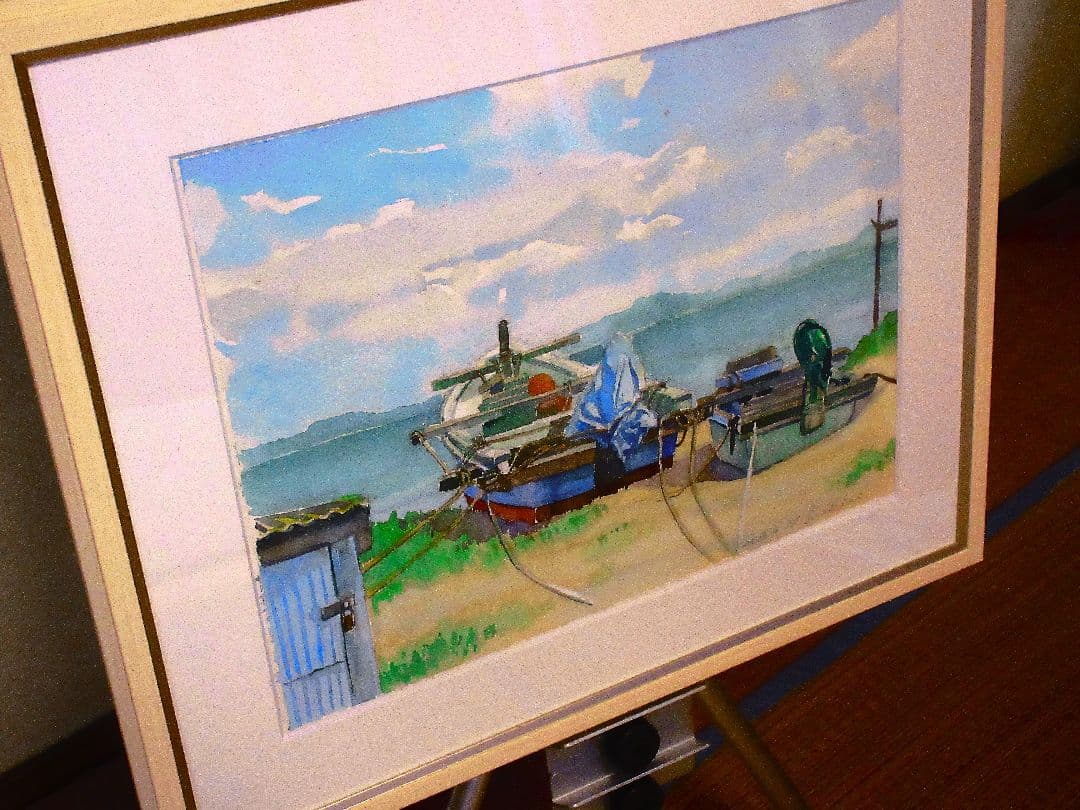 水彩画 夏の想いで 額装済み