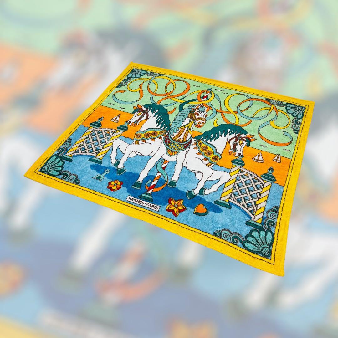 8614.希少 レア柄 エルメス ビーチタオル ホース柄