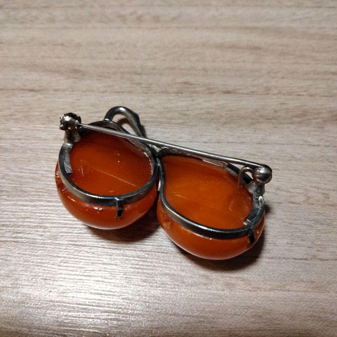 デザイン 琥珀 ブローチ アンティーク