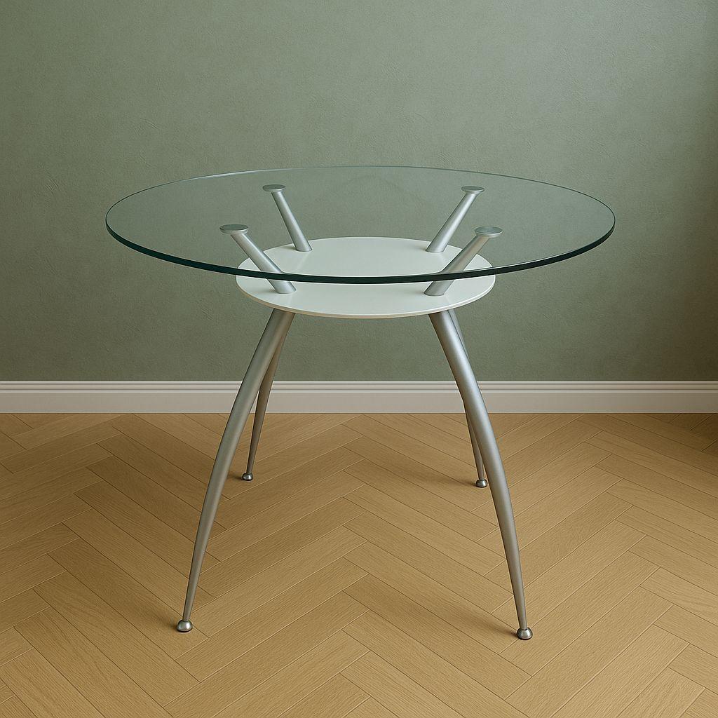 ヴィンテージ調 ガラス ダイニングテーブル 高級モダンデザイン 丸型