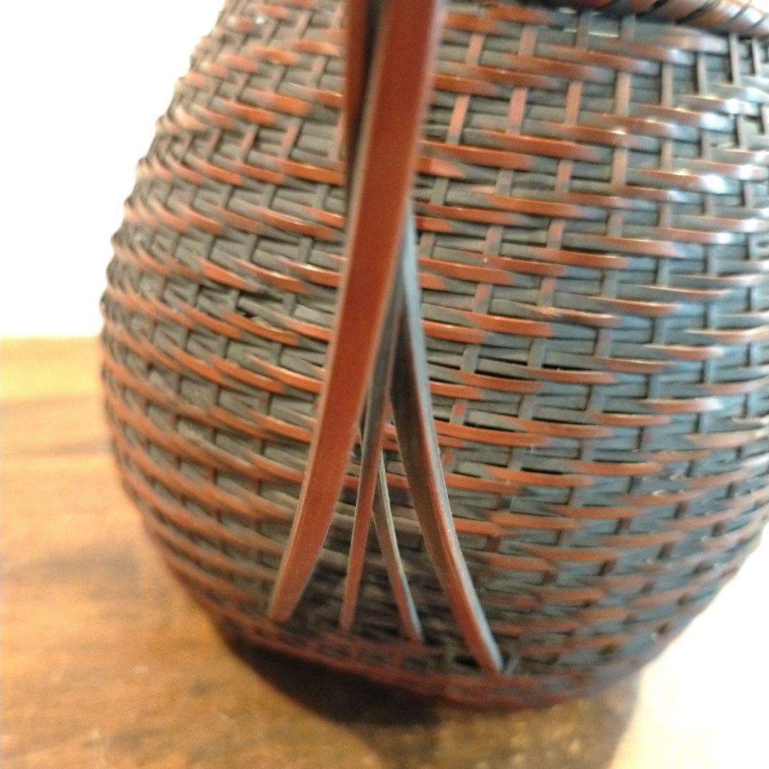 【岩尾豊南】竹細工 花籠 花器 茶道具 在銘　手編