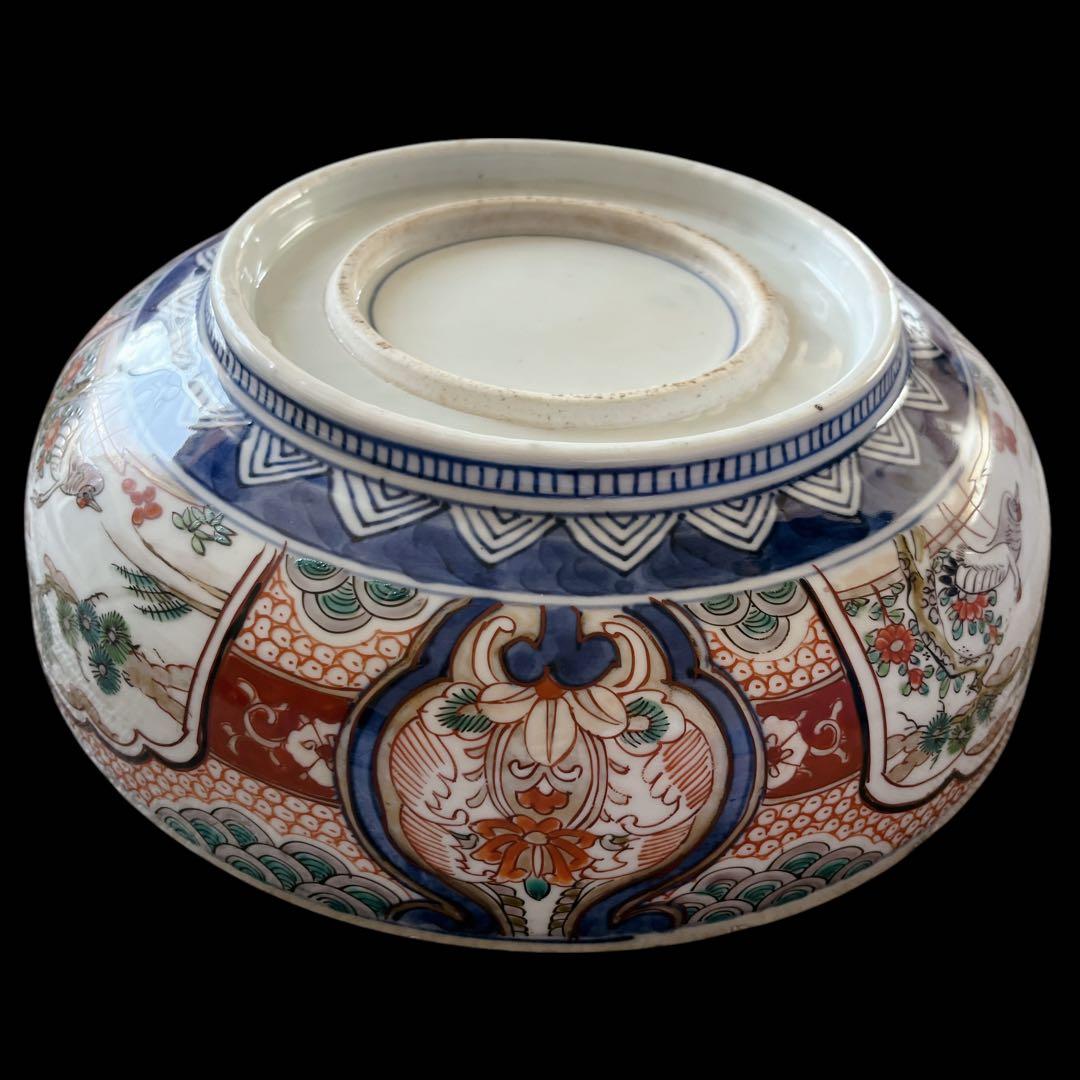 古伊万里 骨董品 大鉢 大皿 大深鉢 色絵 陶器 明治 鳳凰 花 飾り皿