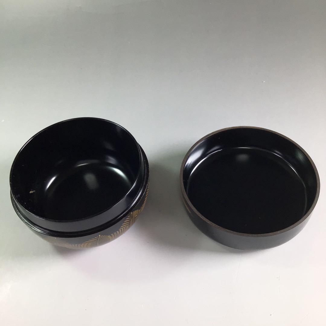 Ｐ８９３　棗　『前志芸男作』『沈金』『松に鶴蒔絵』『平棗』　共箱　茶道具