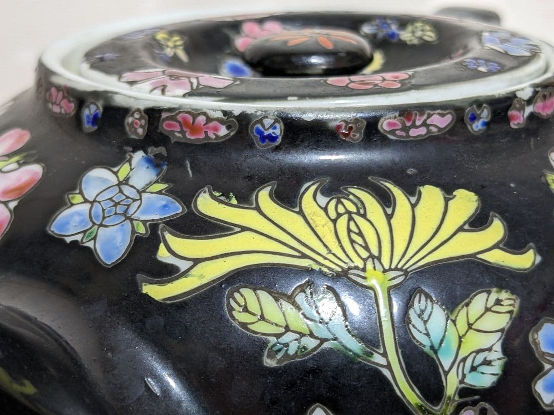 ♦中国古玩 花埋め図 景徳鎮窯 輸出用CHINA 茶道具 急須 古美術 骨董品