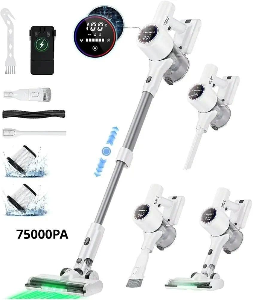 新品　コードレス掃除機 AIホコリ自動検知!史上最小運転音 75Kpa強力吸引！