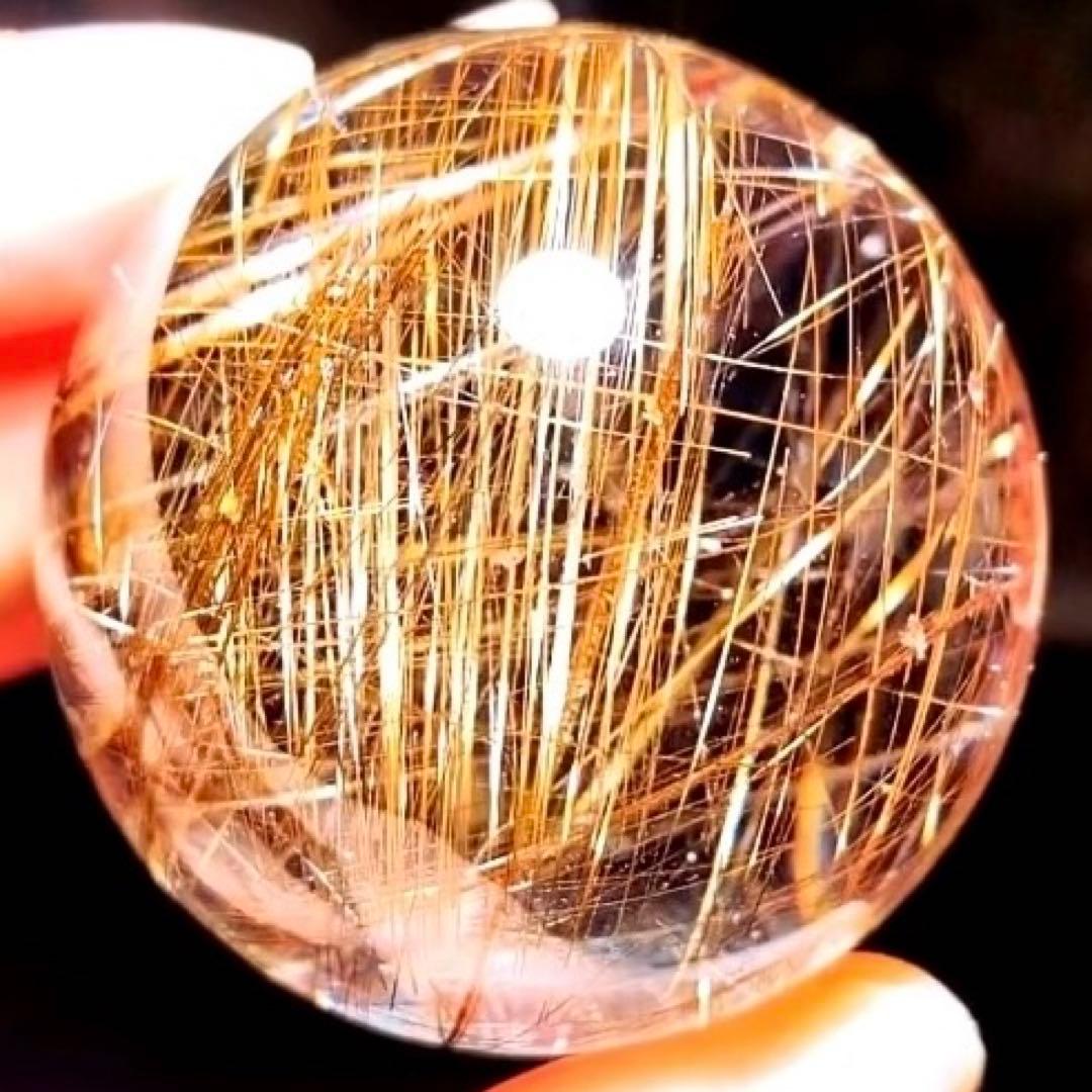 超絶綺麗✨48mm ゴールドルチルクォーツ　丸玉スフィア　金針水晶