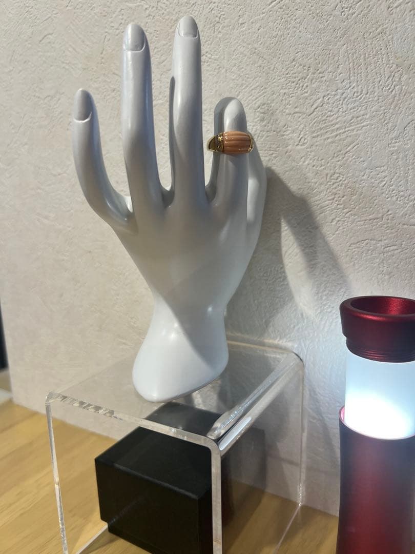 K18 天然サンゴ ダイヤモンド リングカボション ピンク系6.3g 刻印あり