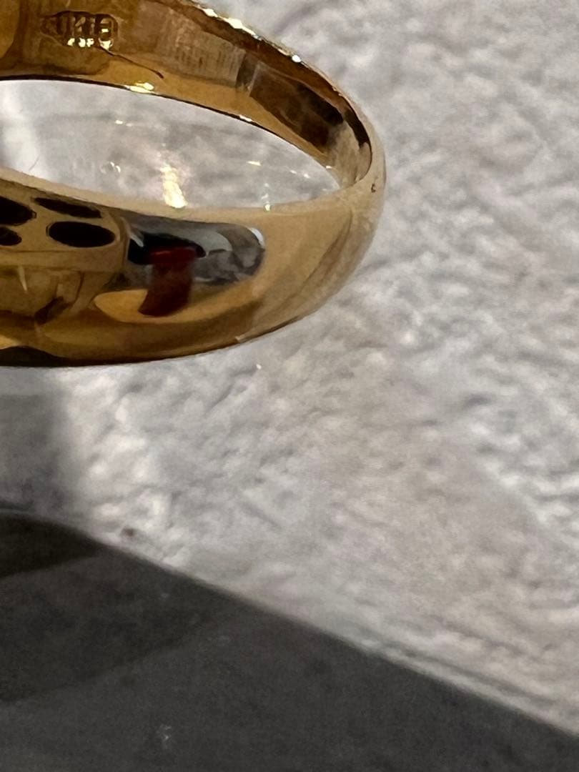 K18 天然サンゴ ダイヤモンド リングカボション ピンク系6.3g 刻印あり