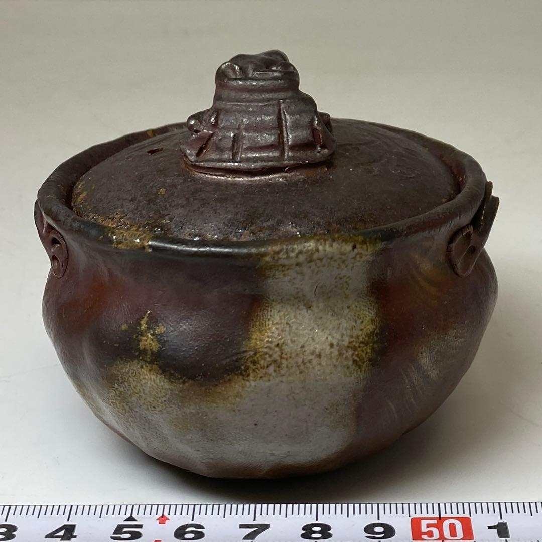 木村春芳 備前焼 手捻り宝瓶 共箱 h7cm 東キ8-0121☆2F