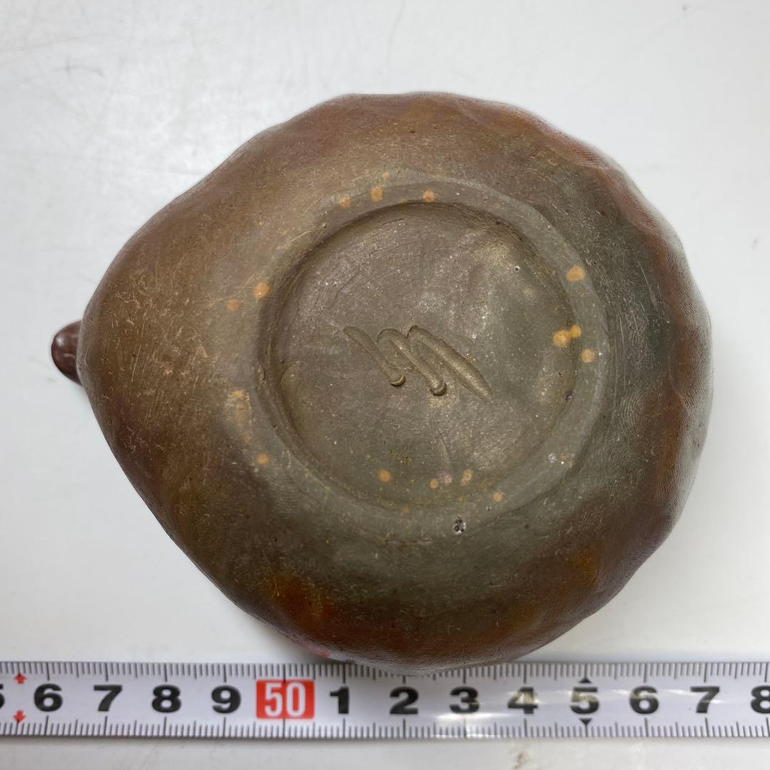 木村春芳 備前焼 手捻り宝瓶 共箱 h7cm 東キ8-0121☆2F