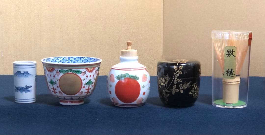 割引❗️茶道具 蒟醤 茶箱 お茶道具5点付 木製漆器　250827G3