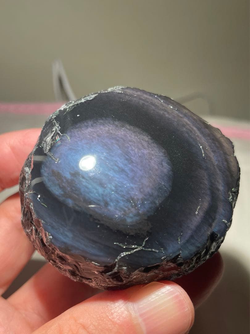 研磨品　十勝石玲瓏　ブルー、パープルシラー　レインボーオブシディアン　特級品