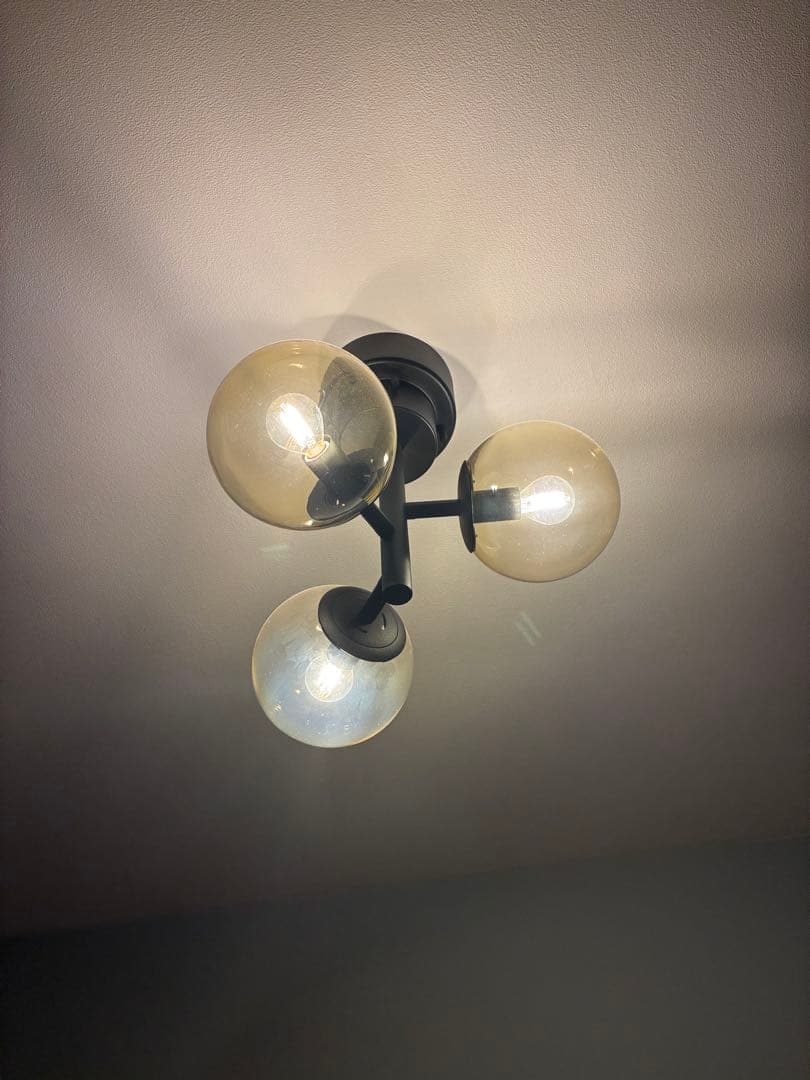 【unico】ブラック 3灯 シーリングライト ガラスシェード