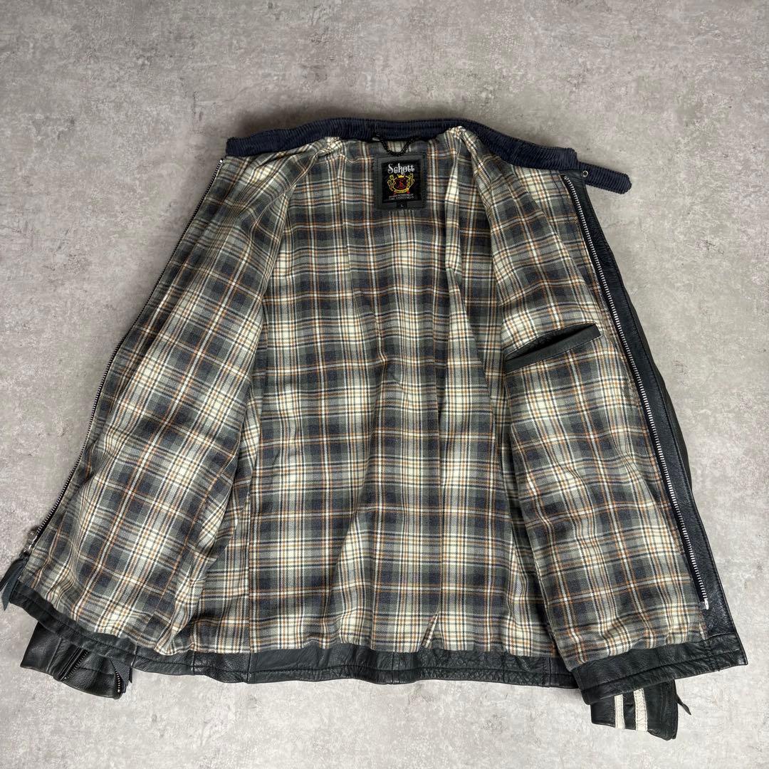ショット　 Schott シングル　レザー ライダースジャケット　L カーキ