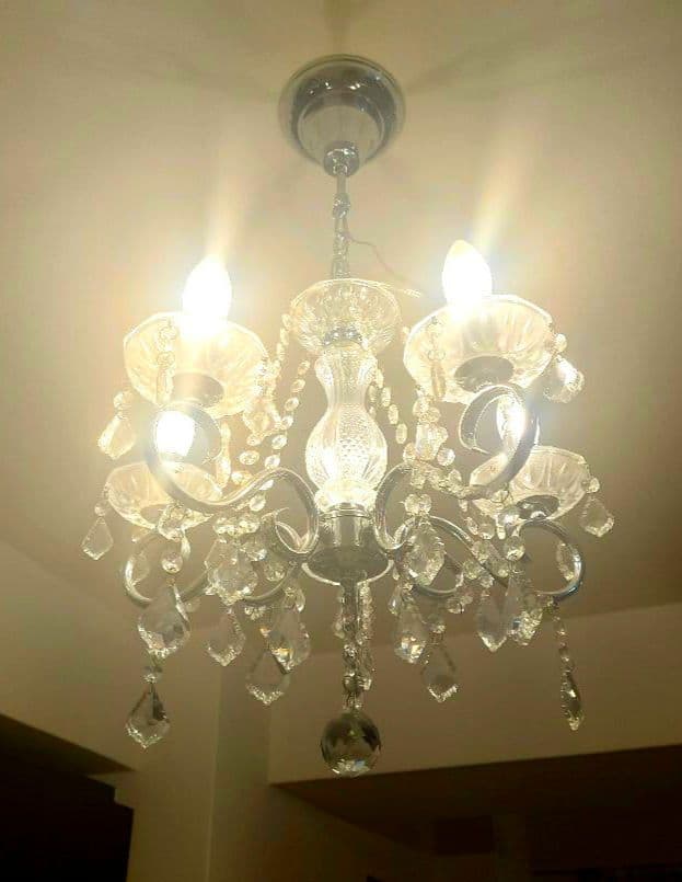シャンデリア 5灯　クリスタルガラス アンリ シルバー LED対応