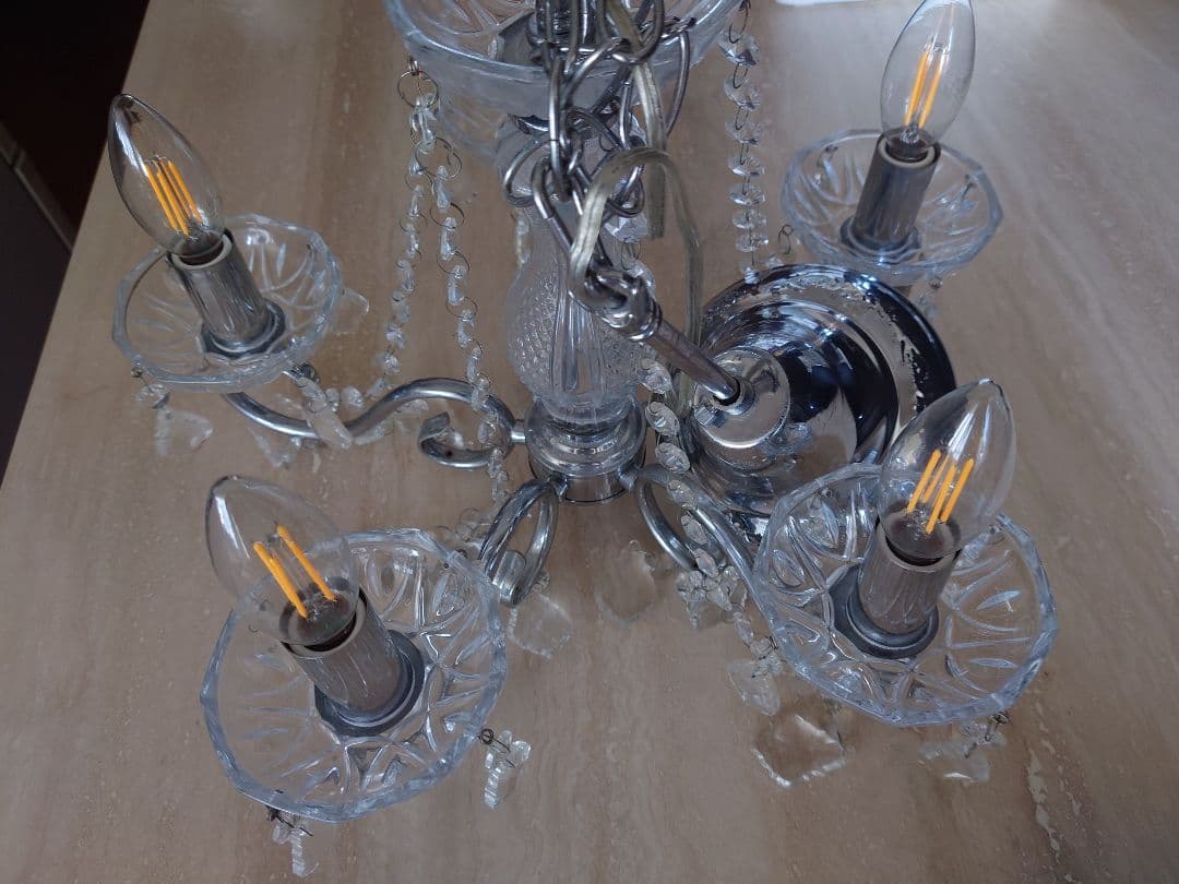 シャンデリア 5灯　クリスタルガラス アンリ シルバー LED対応