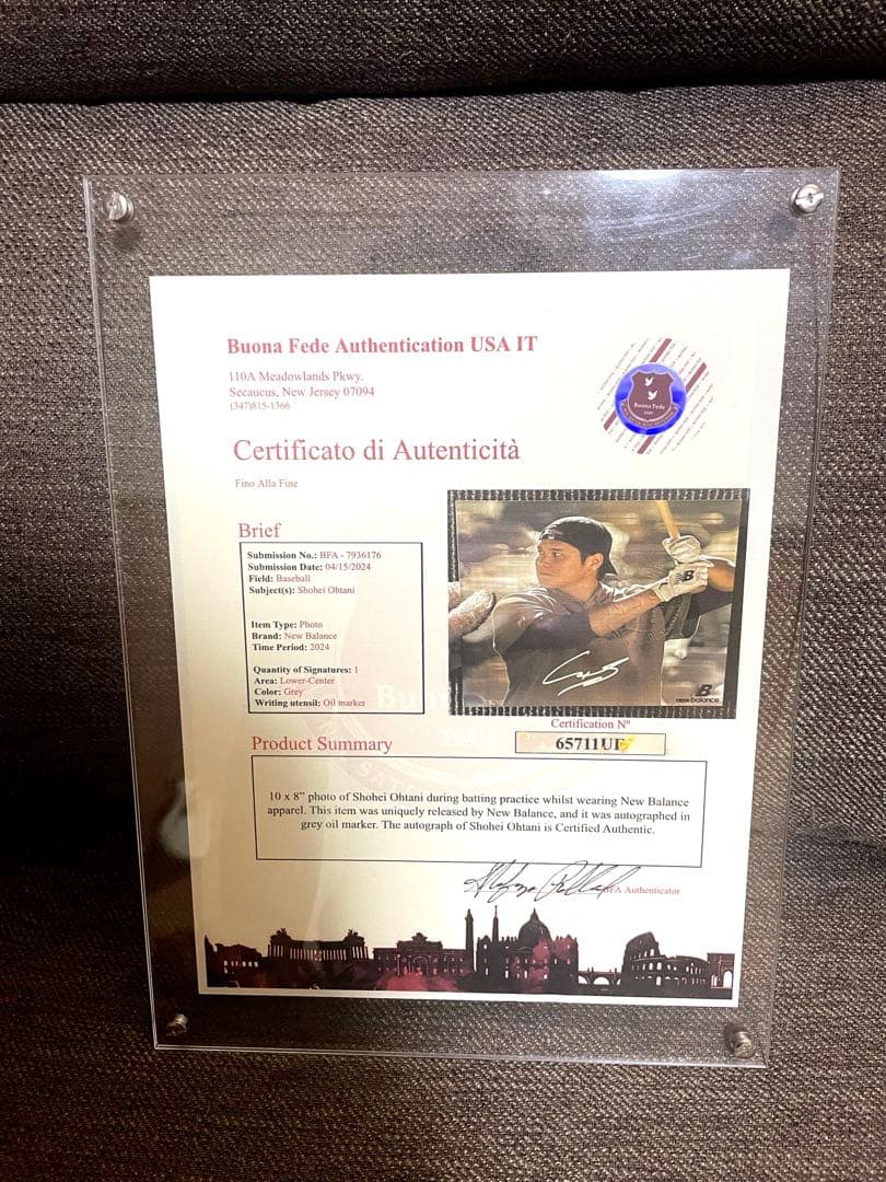 セ*グ様 【超貴重】 大谷翔平 直筆 サイン フォト New Balance 非