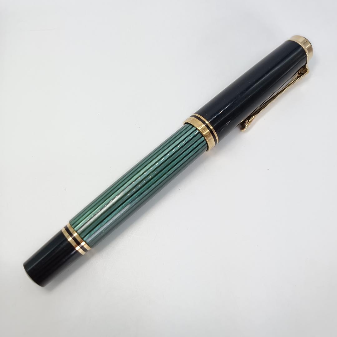 ペリカン 万年筆 14金 緑縞 14C-585 バイカラー グリーン ゴールド