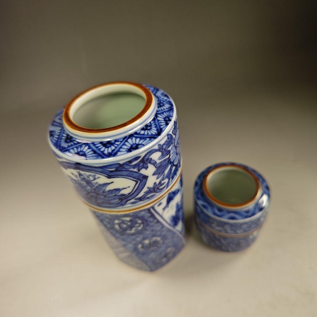 イ364 皆具『平安昭阿弥造』『祥瑞切り立腰捻　台子皆具　共箱』茶道具　染付